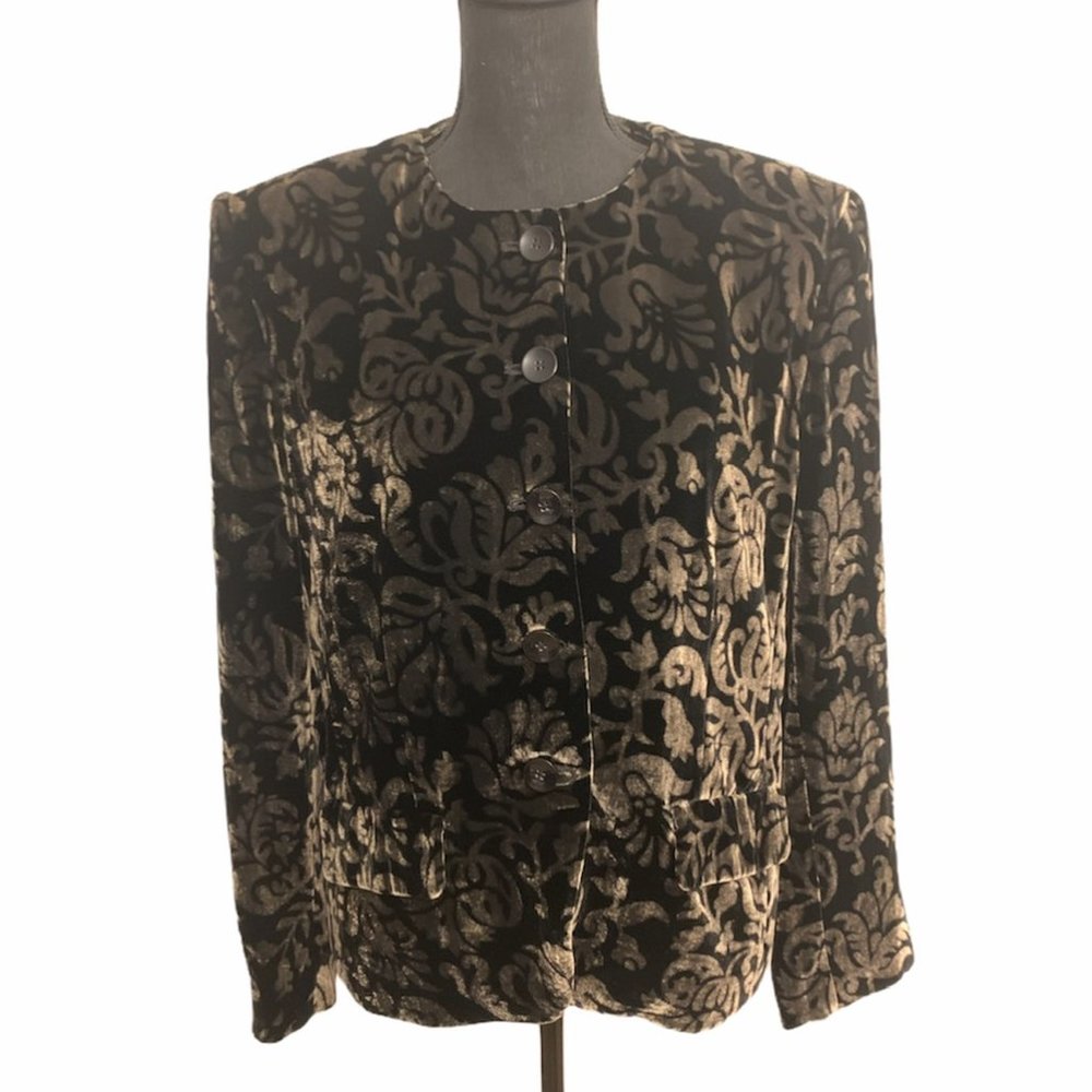 Jones New York Velvet Paisley Print Blazer